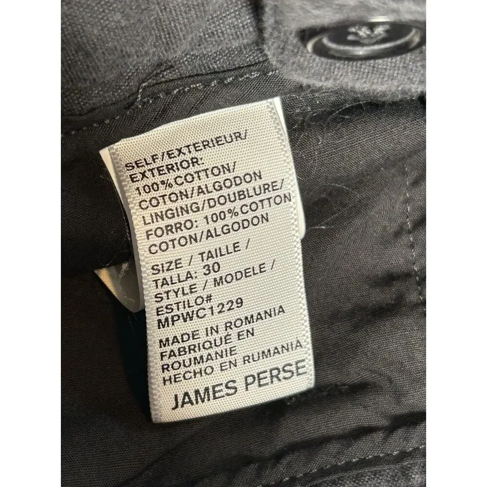 Standard James Perse Straight Leg Chino Pants Mens 30x27 Grey Cotton Designer - Picture 3 of 16